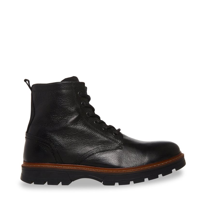 Botines Steve Madden Lucius Cuero Hombre Negras | ES OL92S1